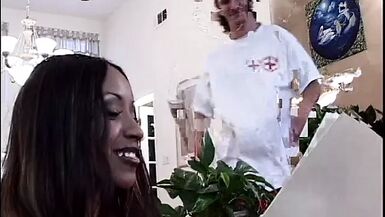 Horny ebony gets her pussy fucked hard from behind with guys big cock - 1 image