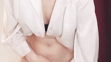 Horny the teacher fucks herself with a pink dildo while standing and cums - 9 image