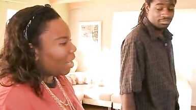 Curvy ebony bitch in stockings gets her pussy pounded - 2 image