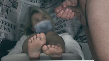 The impotent tried to jerk off limp dick on his girlfriend's feet, but could not  CFNM - 1 image