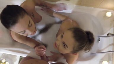 Sexy wife, her man and GF fuck in the bathroom - 10 image