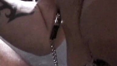 Naughty redhead Mistress shows up in her tight leather dress to punish a lustful stud teasing and pleasing - 6 image