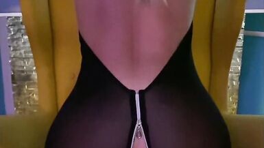 Blonde in Black Stockings under Mask using Gag Ball and Dildo - 7 image