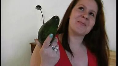 Curvy Model Masturbation with fruits - 1 image