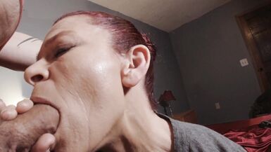Face fuck my bro's dirty whore of a mother.  He owes me money, and I do it to her because I can - 6 image