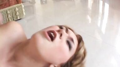 Horny blondie enjoys a huge pole deep inside her tight holes - 15 image