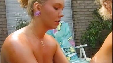 Blonde Retro Lesbians Outdoor - 6 image