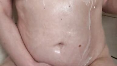 Tits and pussy covered in whipped cream and rubbing it into my little clit until I cum - 9 image