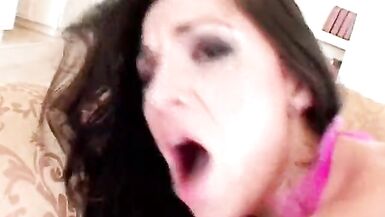 Double penetration fucking satisfies the tight ass and pussy on brunette - 12 image