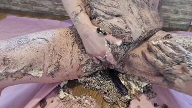 Cake sitting and getting very messy cake & dildo fun - 15 image