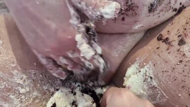 Cake sitting and getting very messy cake & dildo fun - 5 image