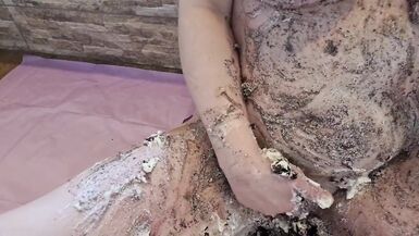 Cake sitting and getting very messy cake & dildo fun - 6 image