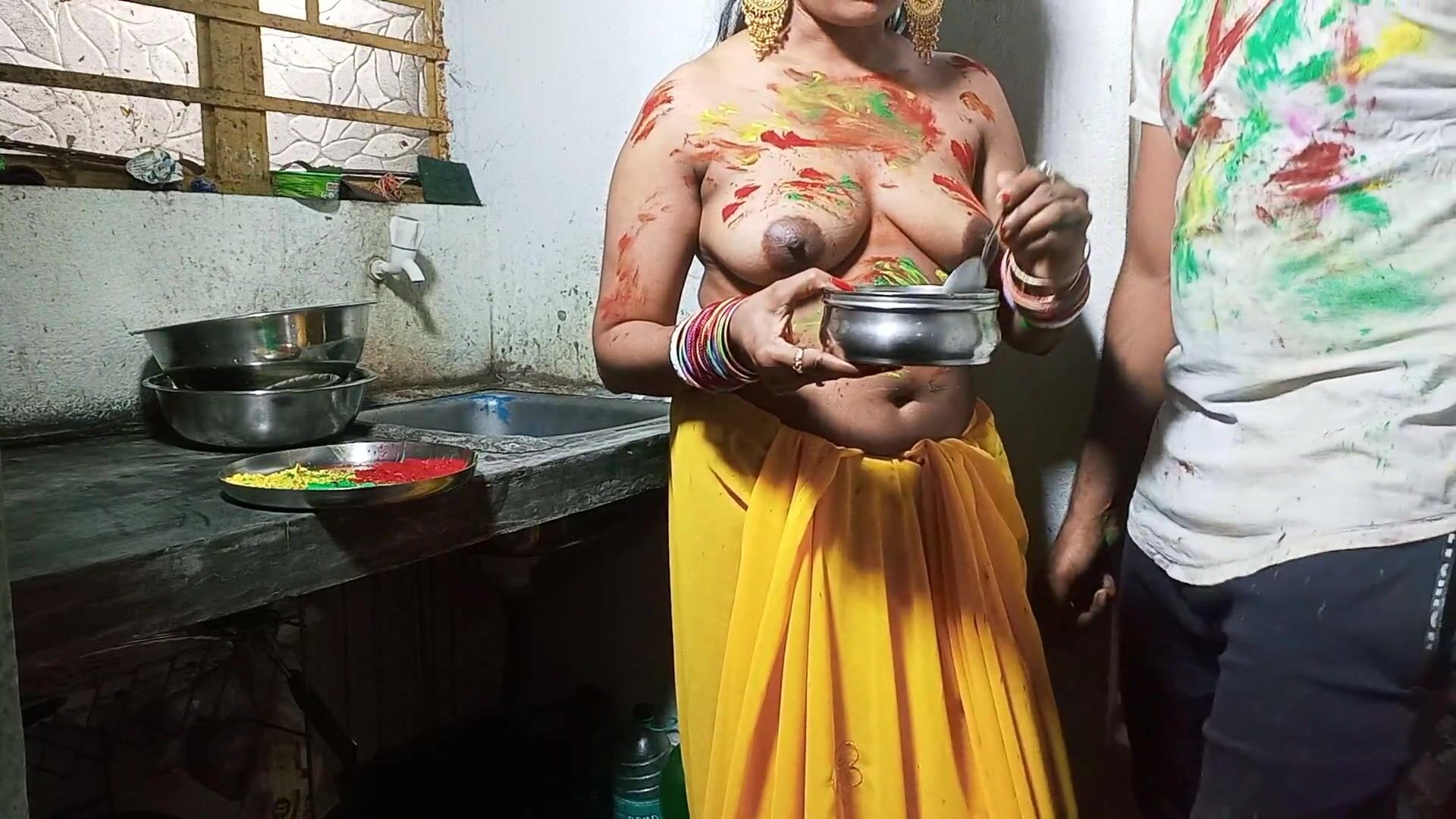 Hot Holi Xxx - On Festival of HOLI Devar Fuck Cute Sexy Bhabhi on Kichen Stand After  Applying Color on Her Boobs watch online