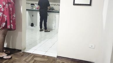Cuckold fucking my best friend's wife while she is in the kitchen What a good woman she has - 5 image