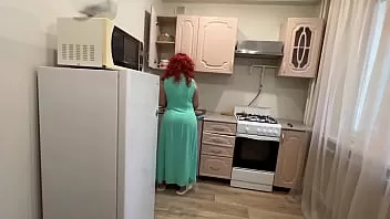 Kitchen Ass - Mom with a big ass satisfied her son with her anal in the kitchen @ Zeenite