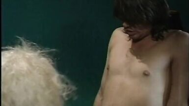 Beautiful blonde woman in leopard dress takes it off and gets cock inside shaved pussy - 5 image