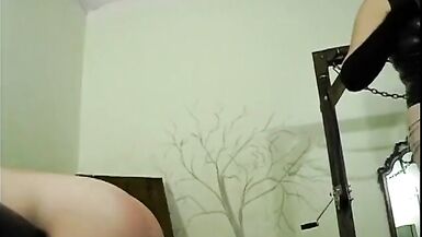 Short-haired kinkster dragged to bondage room by two S and M - 13 image