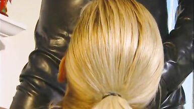 Amazing blonde whore with perfect body is fucked by strange man in black - 7 image
