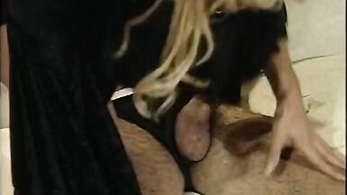 Girl in a black thong rides a cock - 9 image