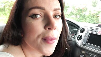 Driver girl swallowed cum and played with her pussy - 13 image