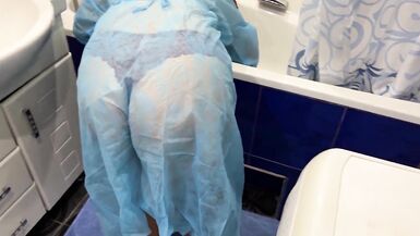 Milf washes the bath and waits for her thong to be removed and anal sex will be engaged - 3 image