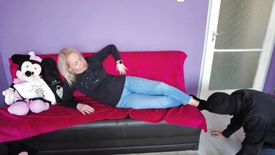 The first foot worship for a blonde woman