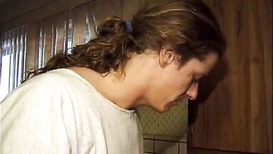 Gorgeous brunette gets pounded doggy style poolside