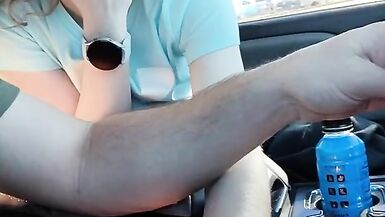 RoadHead, sucking and stroking him while he drives down the highway until he cums in my mouth! - 8 image