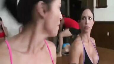 Sexy yoga students get fucked by gropey big dick instructor