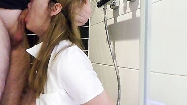 Submissive Amateur MILF Sloppy Deepthroat with Cumshot