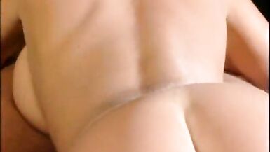 Busty babe in white stockings sucks a cock in her bedroom - 6 image