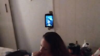 White cute milf in night dress smoking and watching TV - 15 image