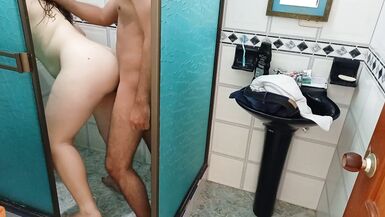 My Stepmother in the Shower: I spy on my inexperienced stepmother while she is taking a bath and when I start to masturbate she discovers me, I'm sorry dad but I had to fuck her - 9 image