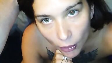 I ride him then suck my cum off his cock until my face gets covered - 14 image