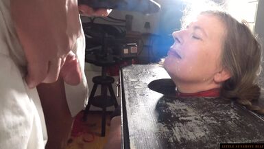 Facefucked in Pillory by cock and a Bad Dragon - Little Sunshine MILF - 1 image