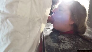 Facefucked in Pillory by cock and a Bad Dragon - Little Sunshine MILF