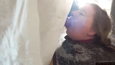 Facefucked in Pillory by cock and a Bad Dragon - Little Sunshine MILF - 7 image