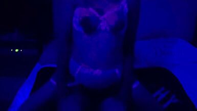 Black light fun with sexy pregnant MILF - 11 image