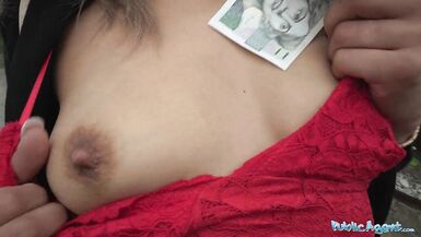 Public Agent Brunette with dark brown eyes devoweds a big cock down her throat and pussy - 5 image