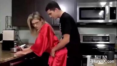 fuck with blonde milf in kitchen