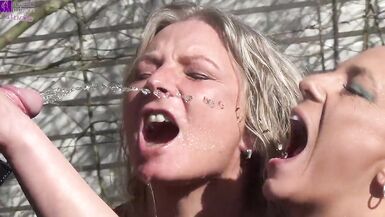 3 parking lot sluts in action! Several foreign cocks pissed us into our slut mouths! - 4 image