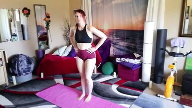 Aurora willows stretching in booty shorts - 1 image