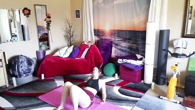 Aurora willows stretching in booty shorts - 10 image