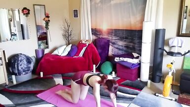 Aurora willows stretching in booty shorts - 12 image