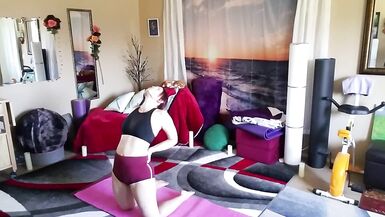 Aurora willows stretching in booty shorts - 13 image