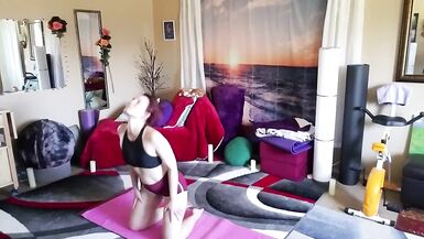 Aurora willows stretching in booty shorts - 14 image