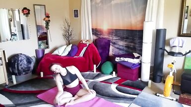 Aurora willows stretching in booty shorts - 15 image