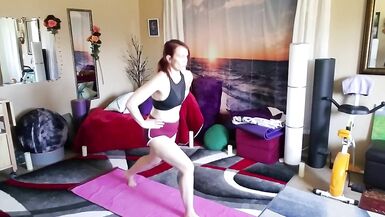 Aurora willows stretching in booty shorts - 4 image