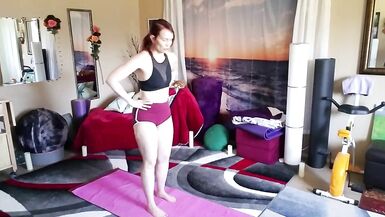 Aurora willows stretching in booty shorts - 5 image