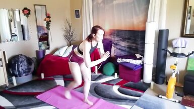 Aurora willows stretching in booty shorts - 6 image